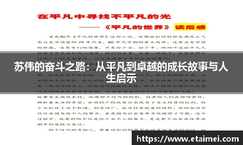 苏伟的奋斗之路：从平凡到卓越的成长故事与人生启示